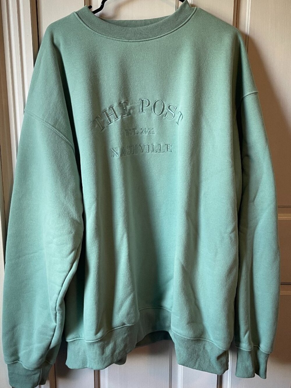 The Post Nashville Teal Crewneck Sweatshirt Size XL Oversized Cozy Pullover